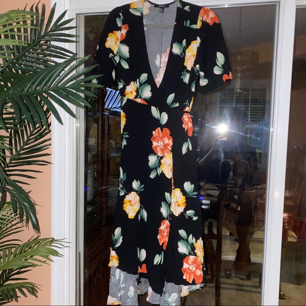 Tropical Wrap Tie Dress